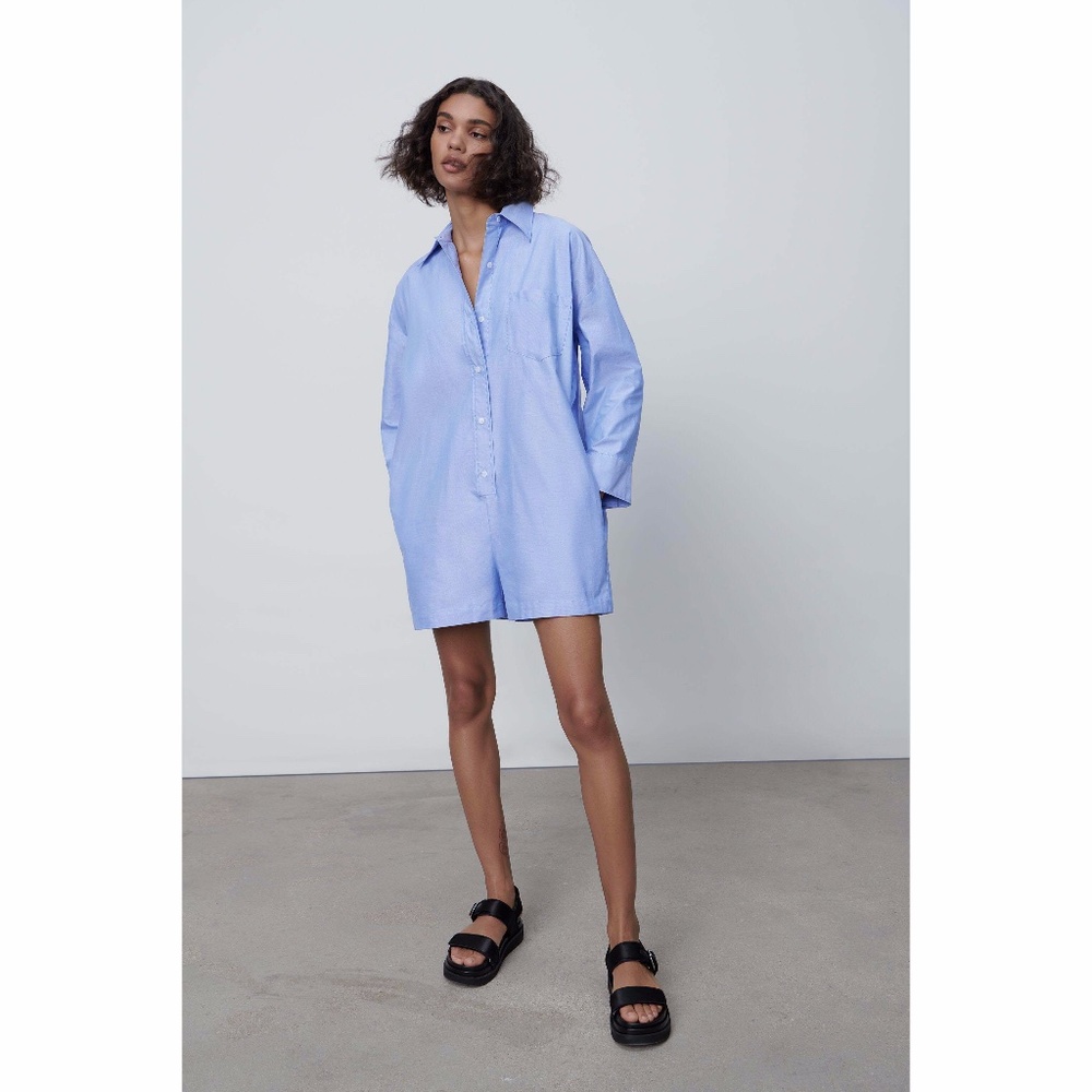 Zara Limited Edition Shirt Jumpsuit Size L